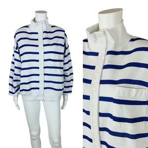 Vintage 80s Purple Striped Sweatshirt Raglan Sleeve Button Up Top B 48"